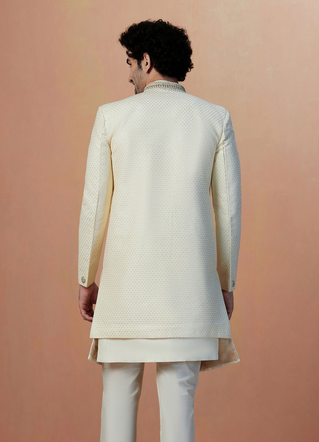 Off White Sequins Embroidered Indo Western image number 4